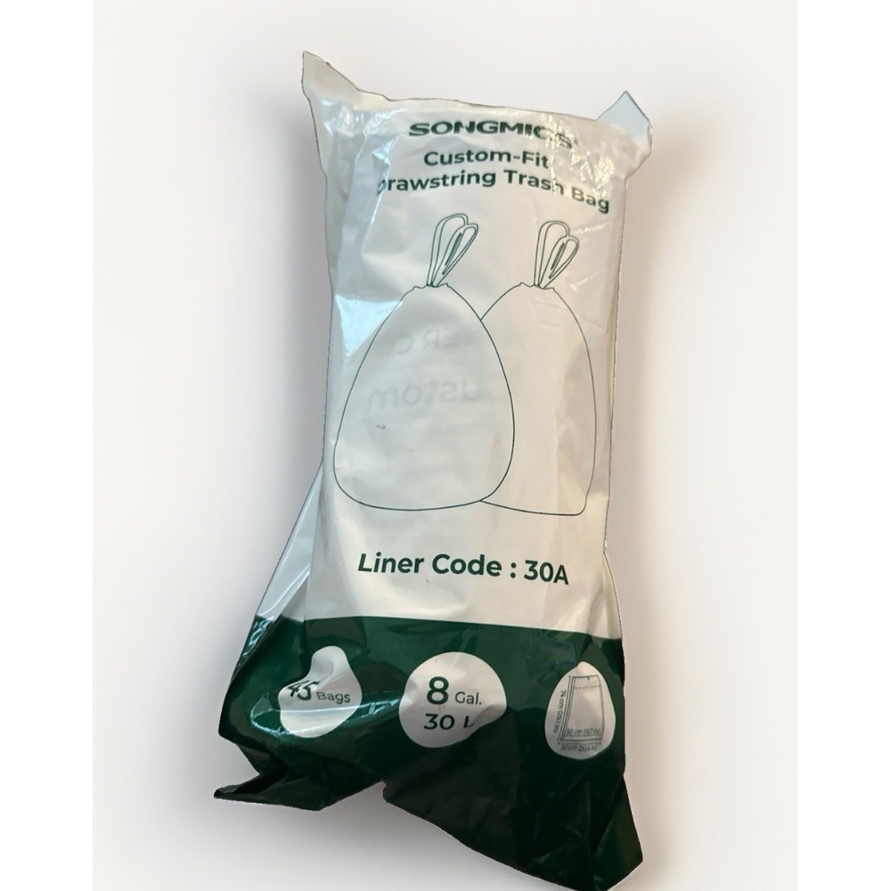 SONGMICS Trash Bags for 8-Gallon 30L Trash Cans 45  Count Drawstring